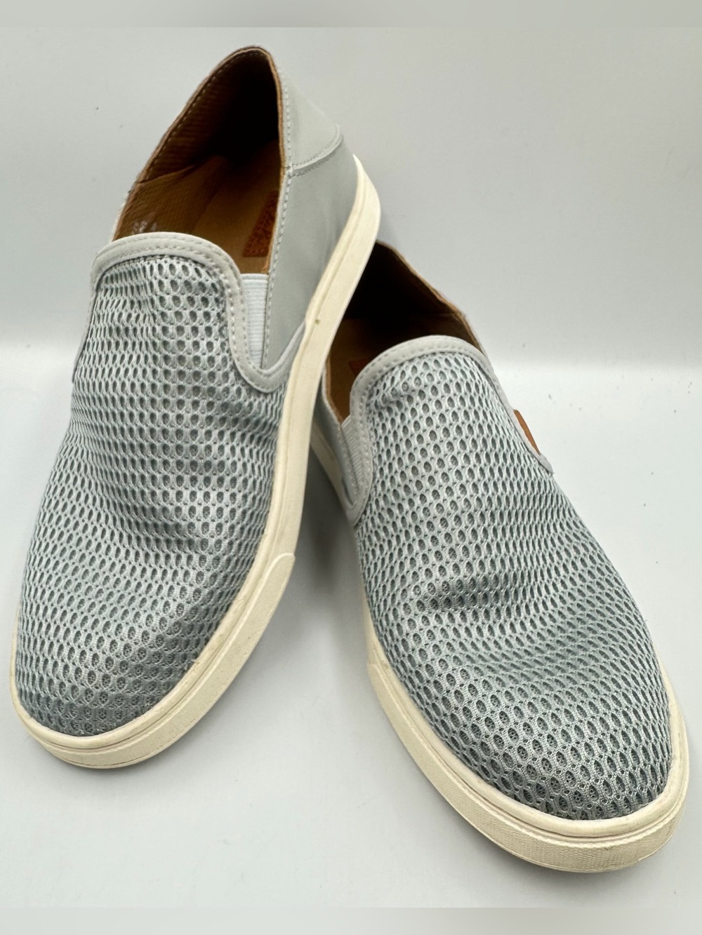 Olukai Slip On Pehuea Mesh Sneaker Women 9 Blue Gray Comfort Cushion Beach Vacay